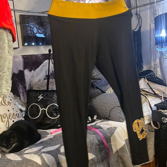 vS pink yellow black plaid yoga leggings pants sz large GUC vintage see pic - Picture 2 of 7